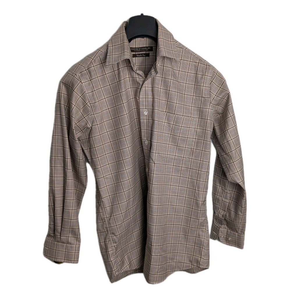 Forsyth of Canada Plaid Wrinkle Free Long Sleeve Button Up Collared‎ Shirt Men M